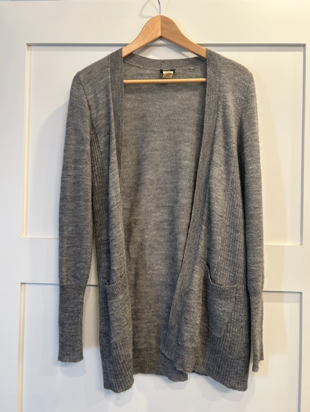Open-Front Jcrew Gray Women's Cardigan with Front Pockets